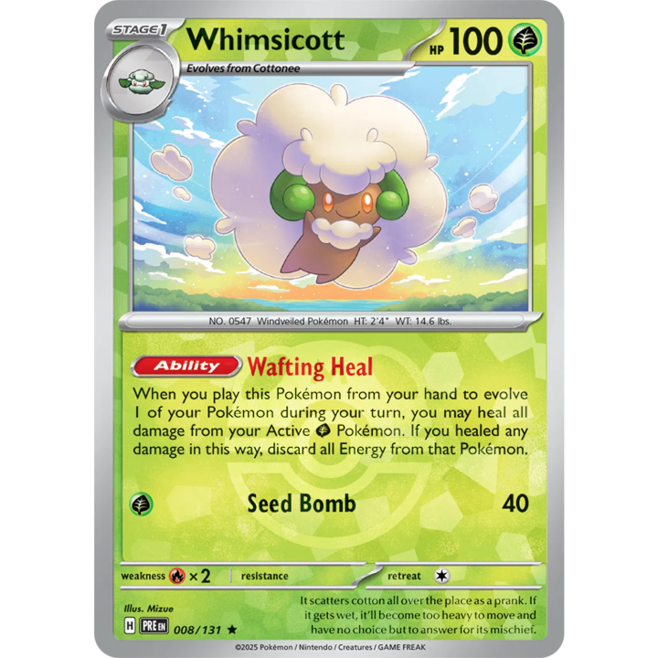 Whimsicott 008/131 - Prismatic Evolutions - Master Ball Pattern