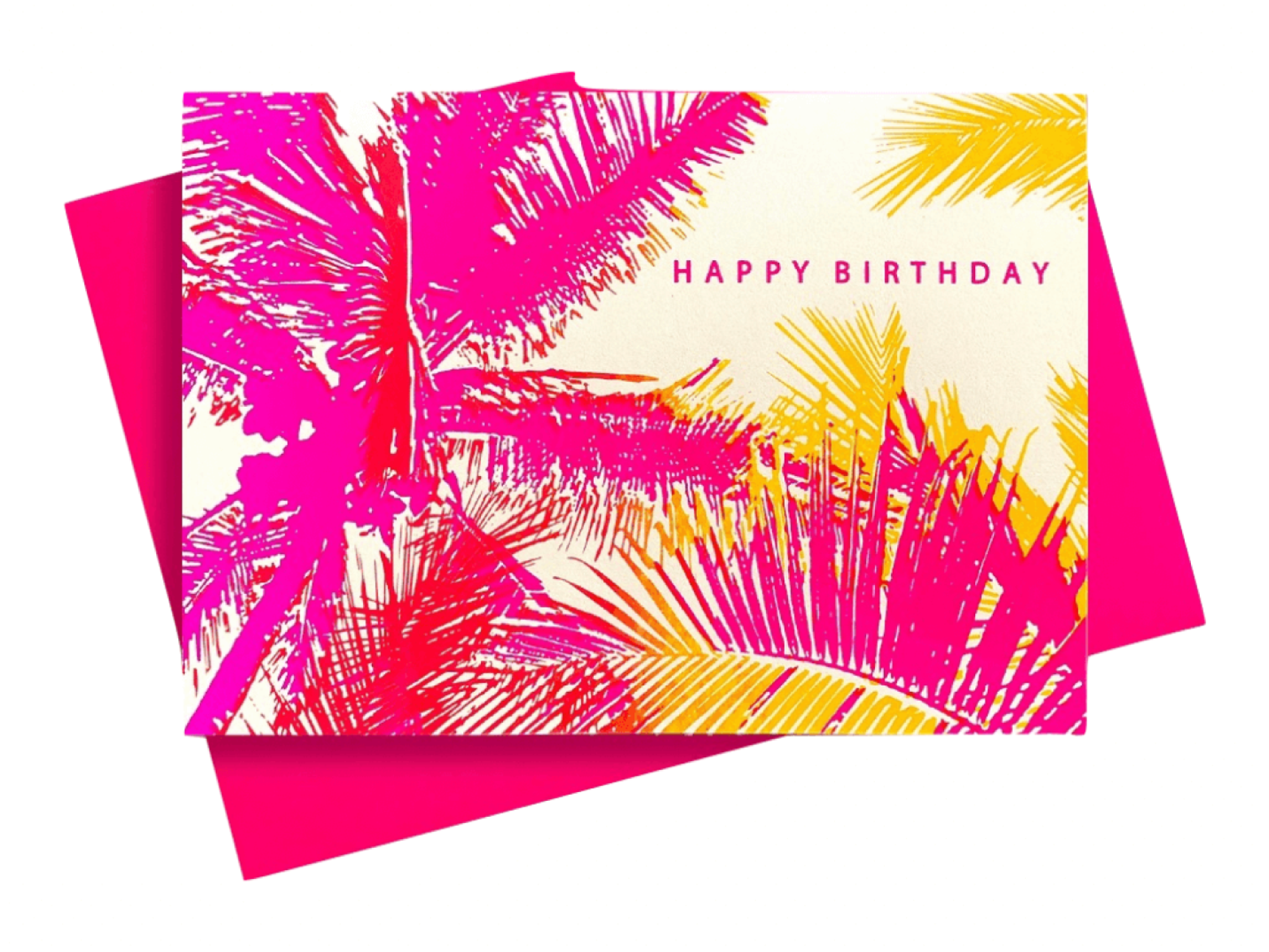 Pink Stories wenskaart happy birthday neon kleur