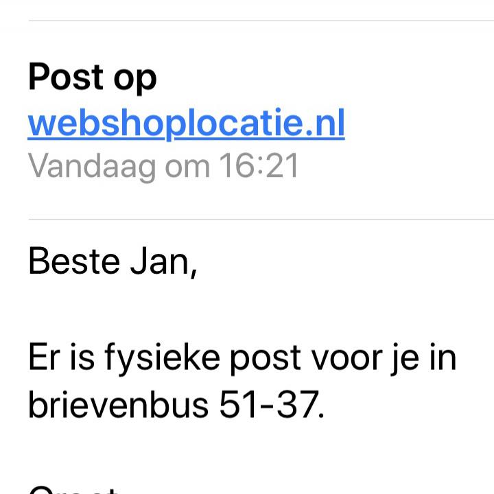 E-mail als je post op kantoor ontvangt